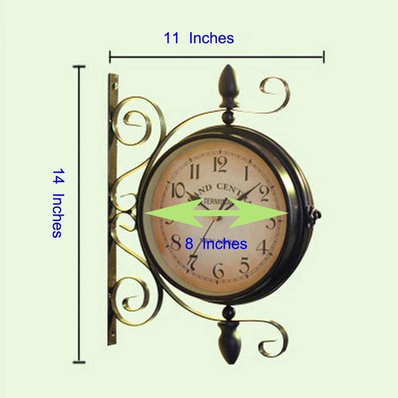 WOOCH Wrought Iron Antique-Look Brown Round Wall Hanging Double Sided