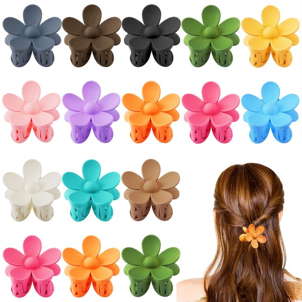 EOGRFW Pack of 16 Flower Hair Clips, Small Flower Hair Clips, Hair Claw Petal, Flower Hair Clips, Non-Slip Hair Clip, Flower, Hair Clips Flowers for Women and Girls, 13 Colours