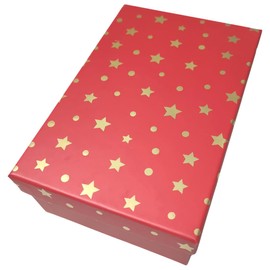 The Spice Specialist Gold Stars on Red Hard Board Gift Box, 21 x 14 x 8 cm