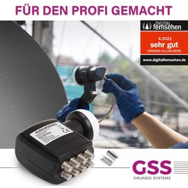 GSS Octo LNB for digital satellite dish, for 8 users, TV - 8x, 8-way, with LTE filter - satellite, full HD, 4K, 0.1 dB, weather protection, cold and heat resistant + twisting aid