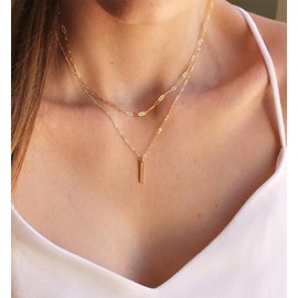 TOBENY Layered Necklaces for Women Dainty 14k Gold Plated Cross Moon Choker Necklaces Simple Gold Layered Chain Pendant Necklaces Jewelry Gift for Women