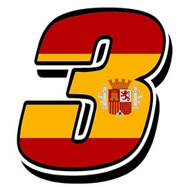 Biomar Labs® 1 x Vinyl Spain Flag Sticker Spanian National Auto Moto Motocross Motosport Start Racing Number 3 Rally Race Car Bike Motorcycle Tuning N 283Z