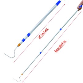 Flowpubs 36"-83" Telescoping Snake Hook - Professional Outdoor/Home Reptile Tool, Aircraft-Grade Aluminum Pole & Stainless Steel Hook, Holds 50lbs