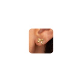Bow Earrings for Women Dainty Gold Bow Stud Earrings Small Ribbon Bow Earrings Fashion Bow Jewelry Trendy Stuff Christmas Stocking Stuffers for Women