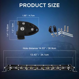 CO LIGHT Led Light Bar Single 14 inch Slim Single Row Lightbar Driving Combo Beam Off Road Work Lights with Mounting Brackets & 6D Reflectors for Truck, Car, Cabin, Boat, ATV, UTV