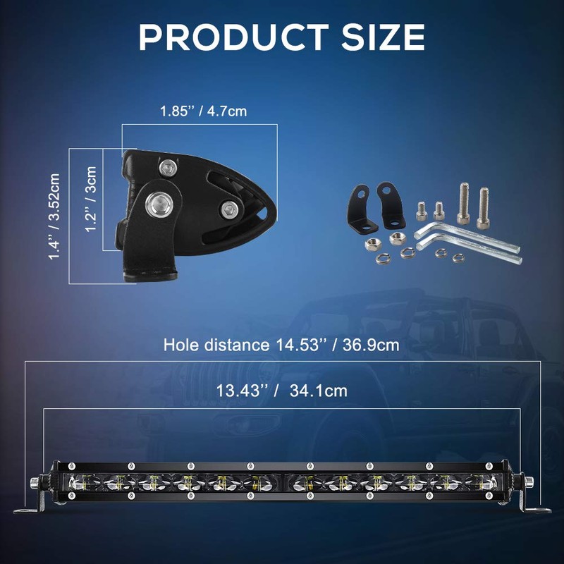 CO LIGHT Led Light Bar Single 14 inch Slim Single