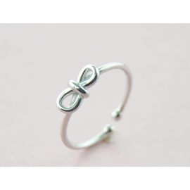 Iszie 925 Sterling Silver Sweet Little Bow Knot Adjustable Open Women's Rings