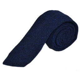 King & Priory - Corbata de espiga azul y negro, Azul, Talla única