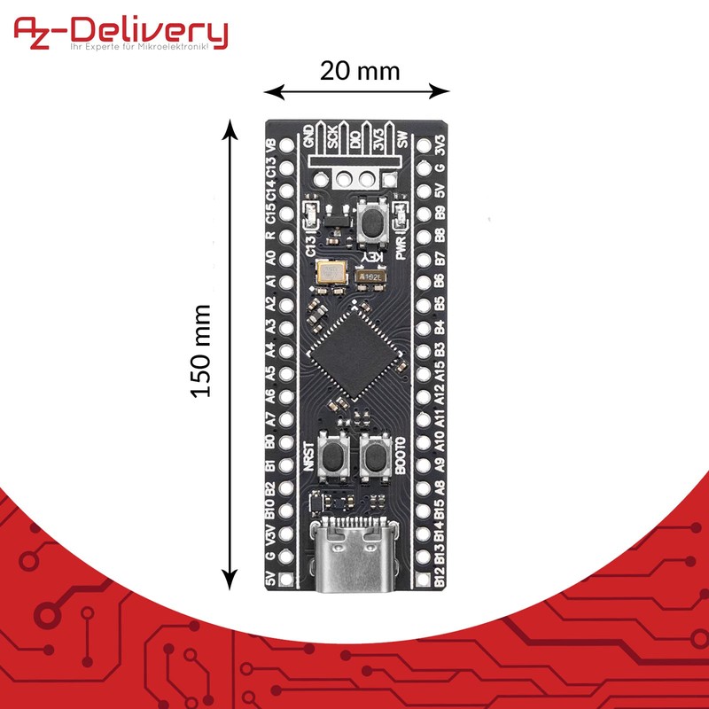 AZDelivery 5 x STM32F401 Development Board V 3.0 STM32F401CCU6 STM32F4