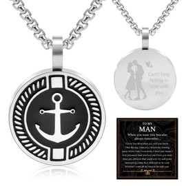 VGROSIA To My Man Necklace, Valentines Day Gift For Him, Anchor Necklace For Men Christmas Anniversary Birthday Gifts For Boyfriend Husband Dad Son Brother