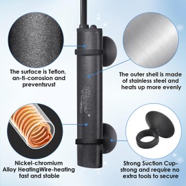 hygger Small Aquarium Heater, 25W Submersible Betta Fish Tank Heater with Digital Display External Controller, Turtle Tank Heater Suitable for Freshwater up to 20L Tanks