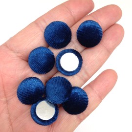 PEPPERLONELY 50PC 15mm Velvet Fabric Cloth Covered Flat Back Round Buttons, 5/8 Inch Navy Blue