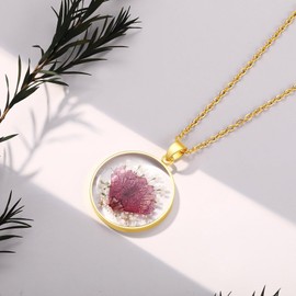 Carnation Pressed Wildflower Necklace | Birth Month Real Flower Necklace | January Month Flowers | Gratitude and Never Forgetting Someone | Hand Pressed | Mother's Day | Gift for her | Birthday