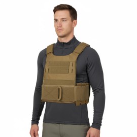 LQ Lightweight Quick Release Tactical Vest Outdoor Protective Tactical Gear Adjustable Plate Carrier Tactical VestModel Number: LT22204 TAN