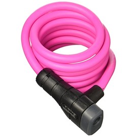 ABUS Primo 5510K/180 Spiral Cable Lock + SCMU Bracket - Bicycle Lock Made of 10 mm Thick Flexible Cable, pink, 180 cm