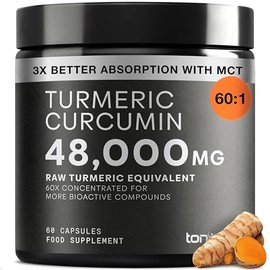 Turmeric Curcumin - 48000mg from a 60:1 Extract with 95% Curcuminoids - 800mg Per Serving - Black Pepper & MCT Oil for Enhanced Absorption - Third-Party Lab Tested - 60 Capsules