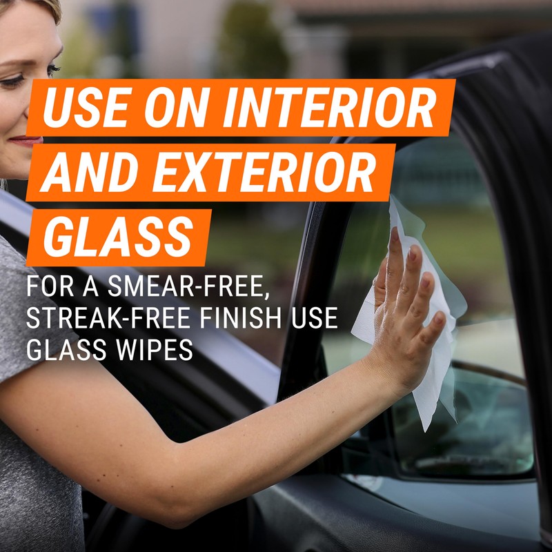Armor All, 30 Biodegradable Glass Wipes, Streak-Free Cleaning, Easily Removes
