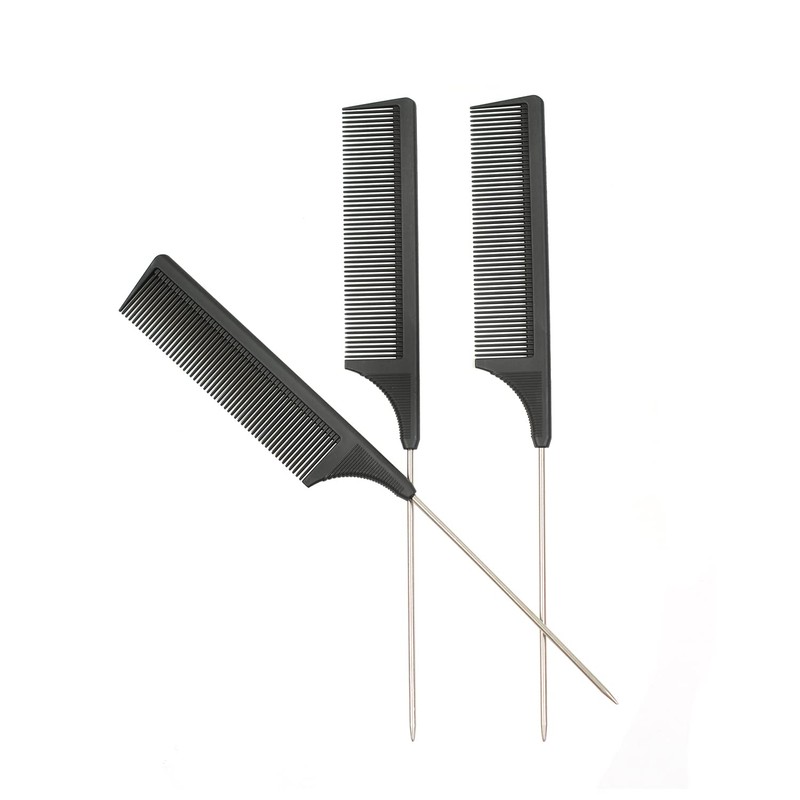 3 Pcs Rat Tail Combs Carbon Fiber Heat Resistant Teasing