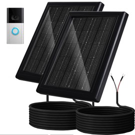 Ring Solar Charger,5W 12VAC Compatible with Ring Video Doorbell 3/3+/4, Battery Video Doorbell Pro, 16.4ft Waterproof Charging Cable, 360°Adjustable Mount (Black,2 Pack)