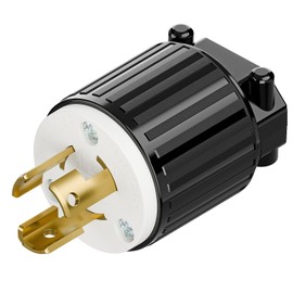 NEMA L5-15P Locking Plug, Twist Lock Male 15Amp 125Volt Generator Plugs, Industrial Grade Lock in Male 15A/125V Connector, ETL Listed Heavy Duty Plug for Generators Black and White Color