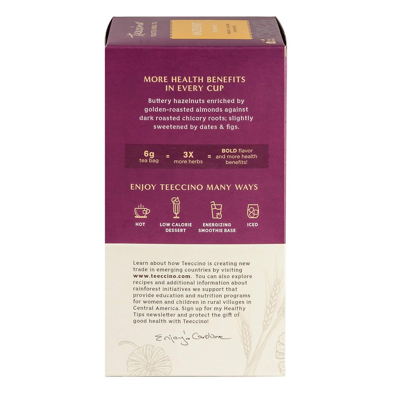 Teeccino Hazelnut Herbal Tea - Rich & Roasted Herbal Tea