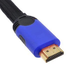 kenable 3D TV Low Profile Flat HDMI 1.4 High Speed Lead BRAIDED Cable 2m BLUE