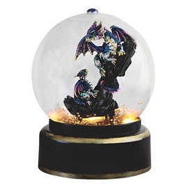 ICE ARMOR 7.5" H Blue Dragon in Air Powered Snow Globe Statue Sculpture Ornament Decoration Home/Room Decor Ideas for Housewarming, Holidays and Birthdays Great Collectible Addition