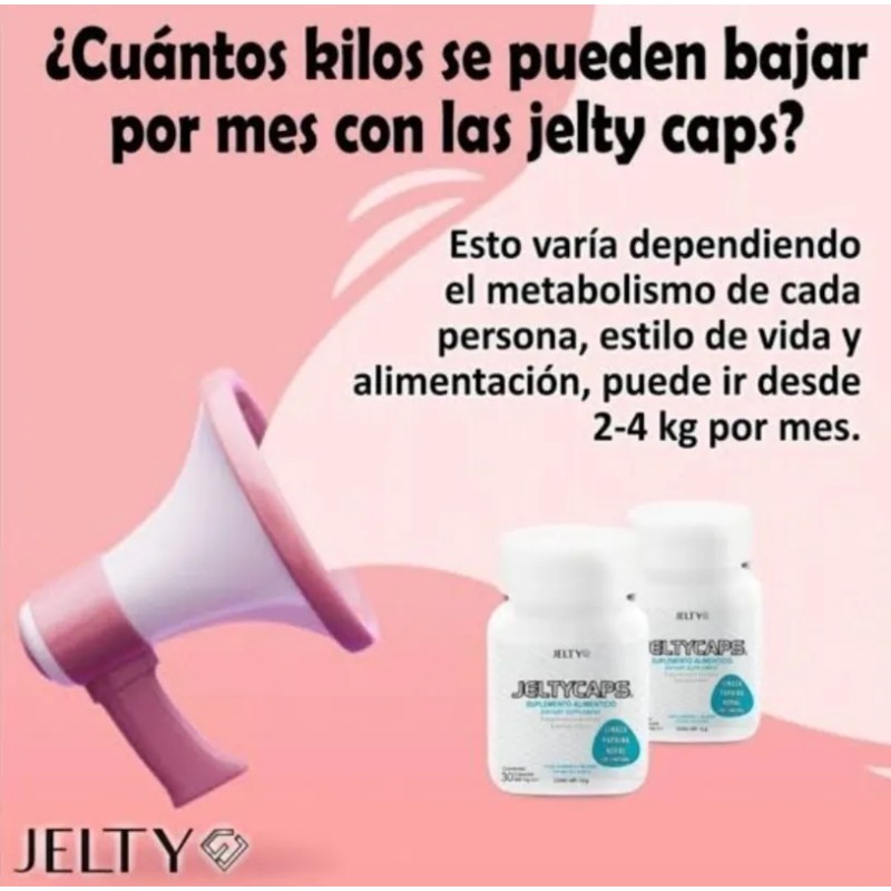 Paquete 3 Botes Jelty Caps Pérdida De Peso Y Reduce