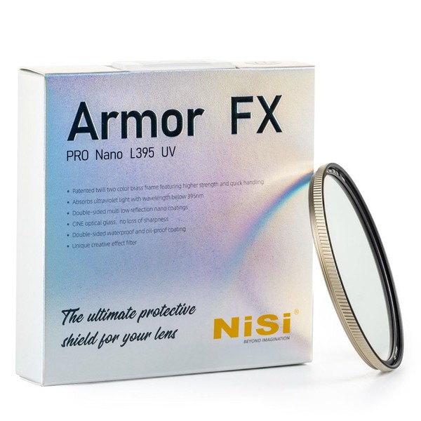 NiSi 82mm Armor FX PRO Nano L395 UV - Impact-Resistant, Ultraviolet Blocking, Lens Protection Filter - High Definition Optical Glass, Slim Brass Frame, Low Reflection, Waterproof Multi Nano Coating