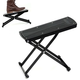 Crystals Guitar Footstool with Adjustable Height - Anti Slip Rubber Feet Footrest Stool - Foldable Guitar Foot Rest Stand for Electric Acoustic Classical Bass Guitar