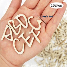 1 Inch Wooden Letters for Crafts, Small Wooden Letters Numbers and Symbol, 7 Styles Unfinished Wooden Product Wood Numbers Letters Alphabet for DIY Homemade Painting Spelling Learning - 168 Pcs