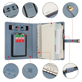 Wason Vintage Leather Journal - A5 PU Leather Diary with Pen, Lined Refillable Pages - Removable Ring Binder Portfolio Clipboard Writing Notepad, Elegant Notebook Planner for Men & Women, Business