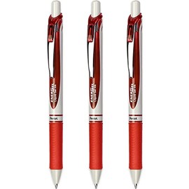 Pentel EnerGel XM BL77E-BX Retractable Gel Ink Pen 0.7mm 79% Recycled Red Ink (Pack of 3)
