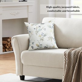 VOGOL 1 Piece Home Decorative Throw Pillow Cover, Nature Farmhouse Stylish Floral Pattern Jacquard Square Cushion Case for Living Room Bed Sofa, 18 x 18 Inch
