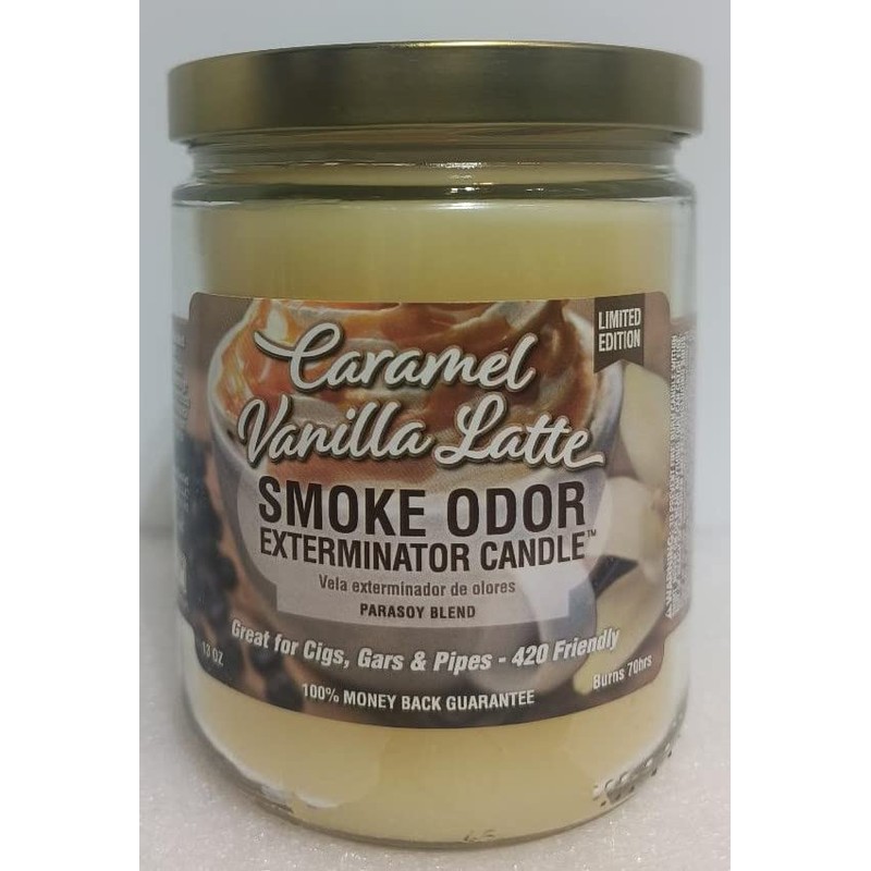 Smoke Odor Exterminator 13oz Jar Candle, Caramel Vanilla Latte Four
