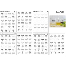 LALABEL 168 Refillable Container Labels, White or Clear, 48 Seasonings, 48 Spice Herbs, 48 Cooking Ingredients, 24 Handwriting Free, Cafe Design for Storage Containers, Waterproof and Waterproof WHITE (White)