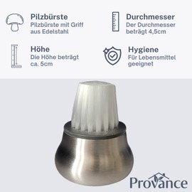 Provance Stainless Steel Mushroom Brush, Soft Bristles, 40g, Silver