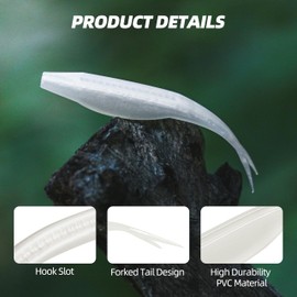 Probite Fork Tail Soft Lures- Realistic Jerk Bait & Fluke Action Soft Lures for Bass, Trout & Crappie - Versatile Freshwater & Saltwater Fishing Bait (5 inch,30pcs,Albino)