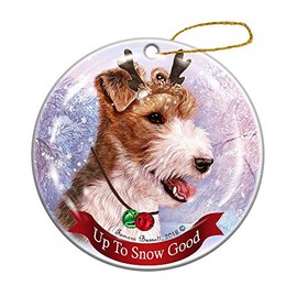 Holiday Pet Gifts Wire Hair Fox Terrier Porcelain Christmas Ornament
