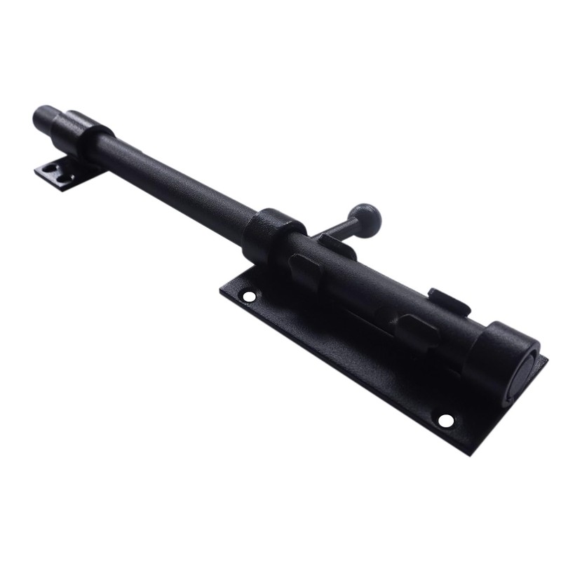 Heluok 10Inch Slide Bolt Latch Black, Heavy Duty Barrel Bolt