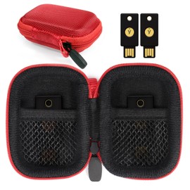 CaseSack Security Key Case Compatible with Yubico YubiKey 5Ci NFC, 5Ci, NFC, 5 Nano, 5 NFC and Yubico 5C NFC, OnlyKey FIDO2, FIDO, U2F, Thetis, Dual mesh Pocket for More Security Keys (Red)