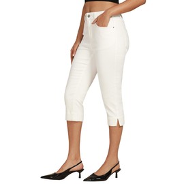 luvamia Casual Capris for Women Summer Stretch Jeans Pants for Women Stretch Capris for Women Skinny Jeans Jean Capris White Jeans Women Cream White X-Large Fits Size 16 / Size 18