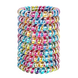 JessLab 10 pcs Spiral Hair Ties, No Damage Traceless Ponytail Holders for Women & Girls, Soft Plastic Coil Hair Bands, Assorted Colors