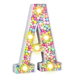 CELYANRAL Light Up Letter A - Mosaic LED Marquee Letter Sign Macaron 3D Rainbow Table Centerpieces for Girls Night Light Birthday Pastel Sweet Theme Party Decoration