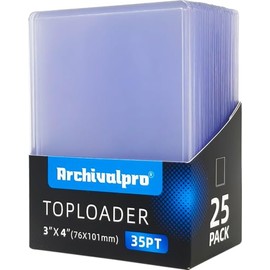 35PT Toploader - Fundas para tarjetas (25 unidades, 3 x 4 pulgadas, Ultro transparente, cargadoras superiores para tarjetas de comercio (25 unidades, 