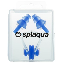 Splaqua Swimming Ear Plugs & Nose Clip, Medical Grade Soft Silicone for Swimming, Diving, Surfing, Universal Fit, Blue