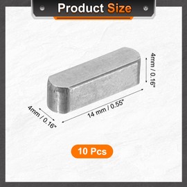 sourcing map 10Pcs Round Ended Feather Key, 4 x 4 x 14mm Carbon Steel Parallel Drive Shaft Key Stock, Machine Keyway for Shaft Type Fastening Connection