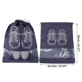 CAPASTEC 5 Stück Schuhtaschen zum Verpacken mit klarem Fenster, staubdichte Zugband-Reiseschuhaufbewahrungstaschen für Männer und Frauen, Medium, Marineblau