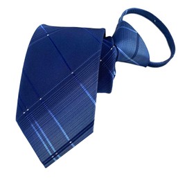 Lovacely Corbatas de cremallera para hombre, 7,9 cm, clásico tejido de seda con cremallera preatada, varios diseños con cremallera en el cuello, Tartán azul, Talla única