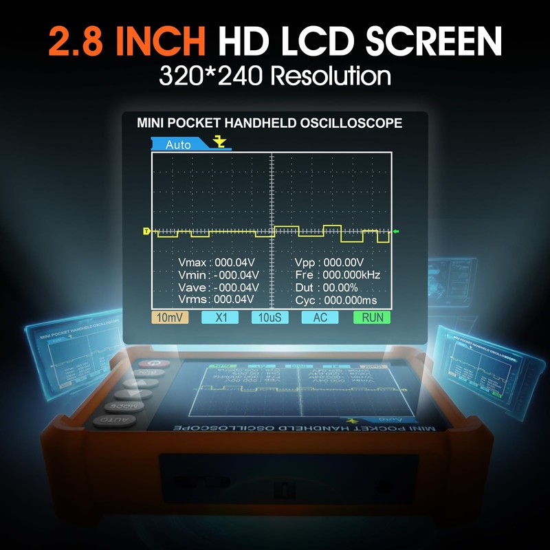 Digital Oscilloscope Handheld Portable Oscilloscope 2.5 MS/s Sampling Rate 500